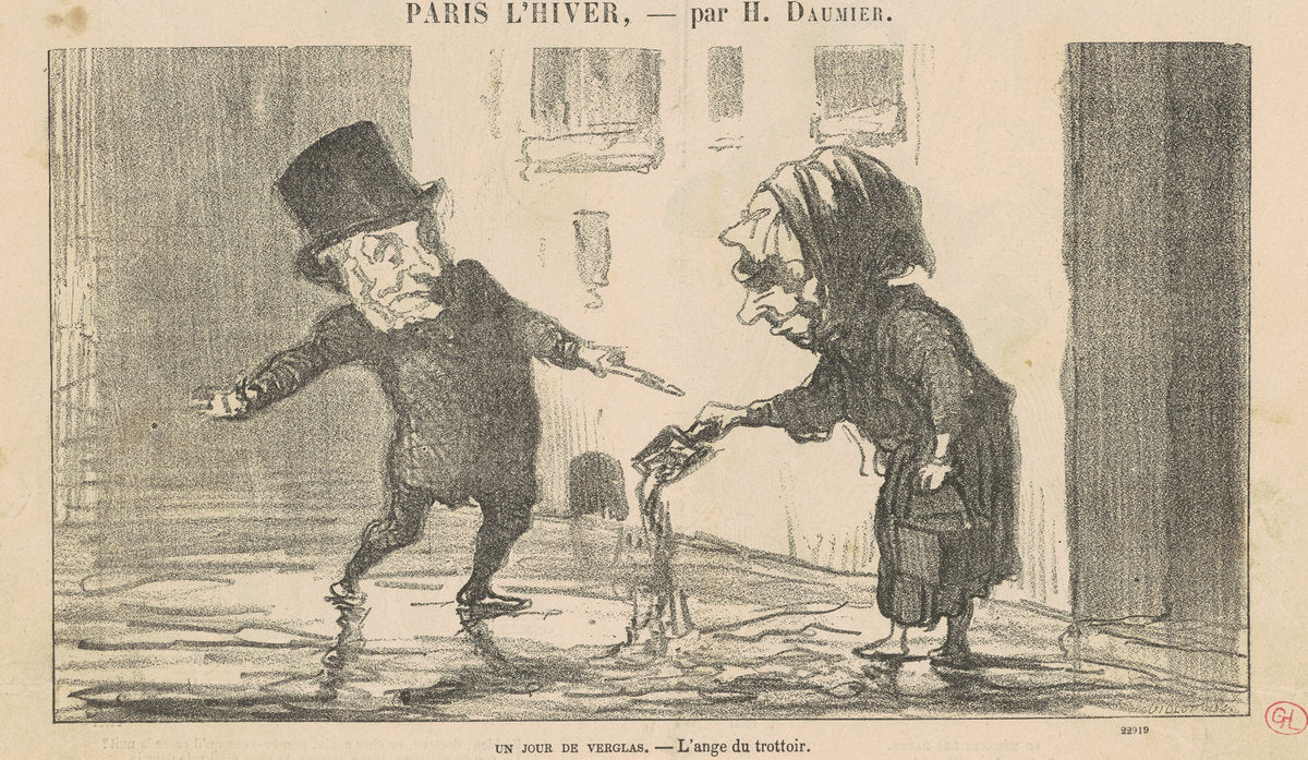 Un jour de verglas by Honoré Daumier (French, 1808 - 1879), 16X12"(A3)Poster Print