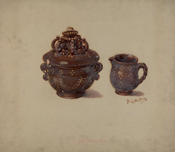 Sugar Bowl and Creamer by William L. Antrim (American, active c. 1935), 16X12"(A3)Poster Print