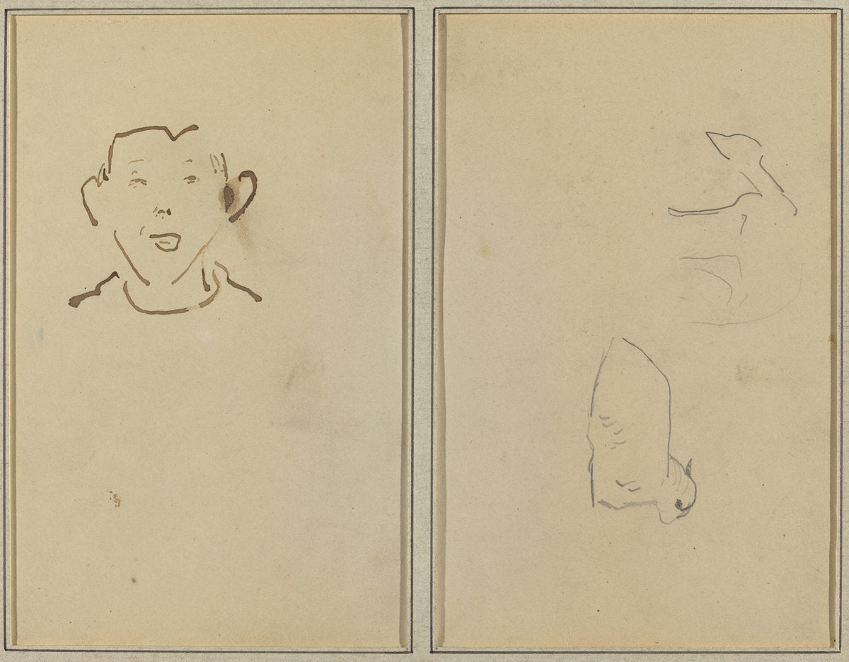 Boy's Face; Two Sheep [verso] by Paul Gauguin (French, 1848 - 1903), 16X12"(A3)Poster Print