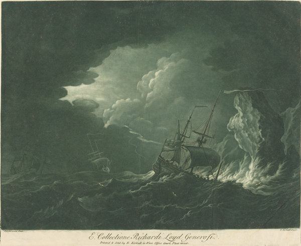 Shipping Scene from the Collection of Richard Lloyd by Elisha Kirkall after Willem van de Velde the Elder (English, c. 1682 - 1742), 16X12"(A3)Poster Print