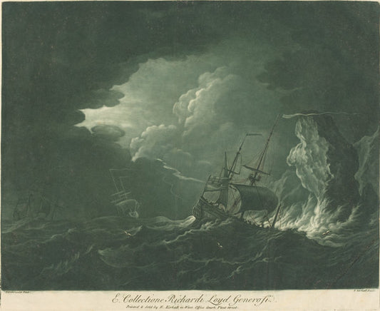 Shipping Scene from the Collection of Richard Lloyd by Elisha Kirkall after Willem van de Velde the Elder (English, c. 1682 - 1742), 16X12"(A3)Poster Print