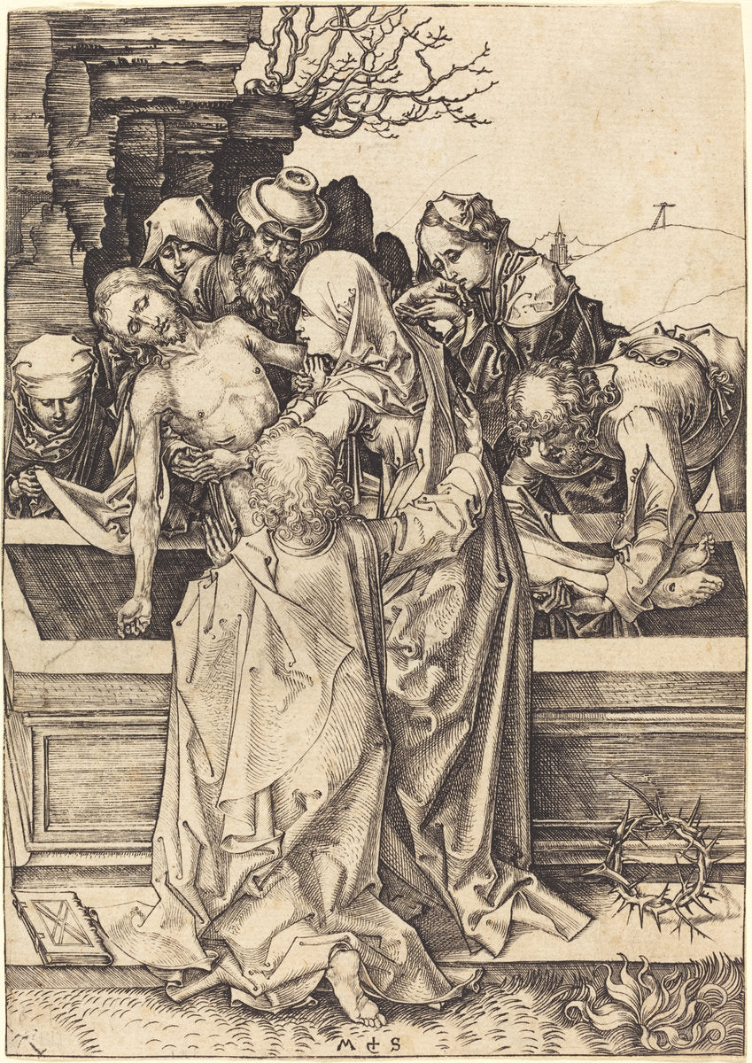 The Entombment by Martin Schongauer (German, c. 1450 - 1491), 16X12"(A3)Poster Print
