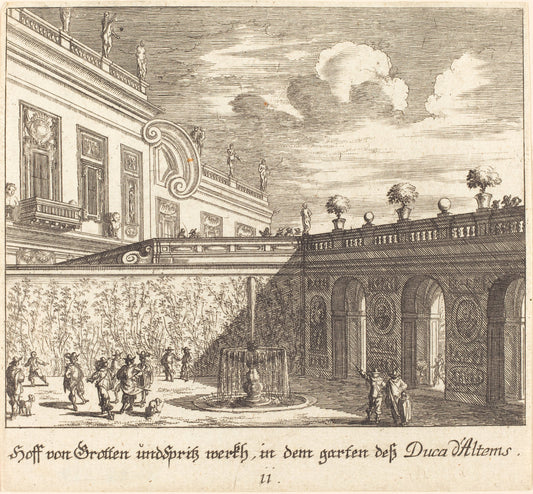 Garden, Duke d'Altems by Melchior Küsel after Johann Wilhelm Baur (German, 1626 - 1683), 16X12"(A3)Poster Print