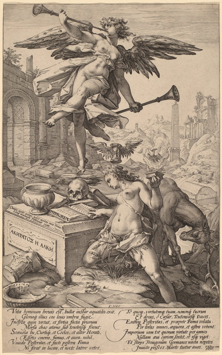 The Allegory of Fame and History by Hendrik Goltzius (Dutch, 1558 - 1617), 16X12"(A3)Poster Print