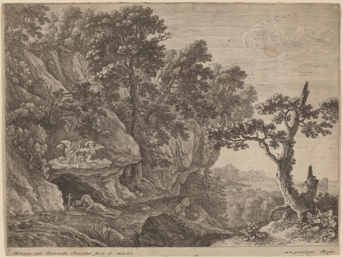 Mary Magdalene Repentant by Herman van Swanevelt (Dutch, c. 1600 - 1655), 16X12"(A3)Poster Print
