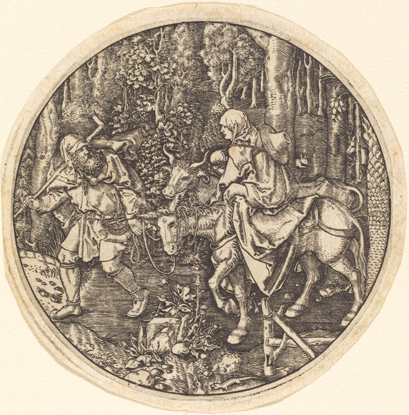 The Flight into Egypt by Master L after Albrecht Dürer (German, active first half 16th century), 16X12"(A3)Poster Print