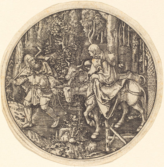 The Flight into Egypt by Master L after Albrecht Dürer (German, active first half 16th century), 16X12"(A3)Poster Print