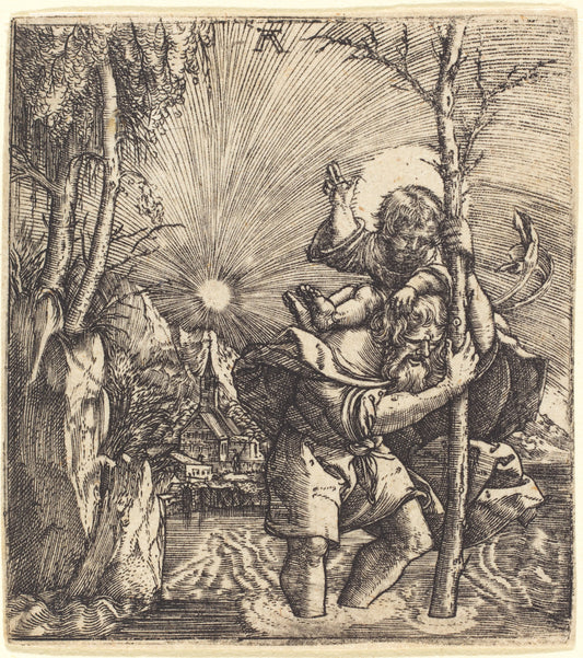 Saint Christopher by Albrecht Altdorfer (German, 1480 or before - 1538), 16X12"(A3)Poster Print