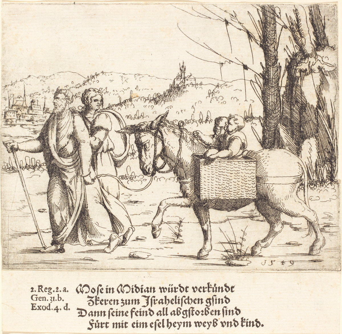 Moses Returns to Egypt from Midian by Augustin Hirschvogel (German, 1503 - 1553), 16X12"(A3)Poster Print