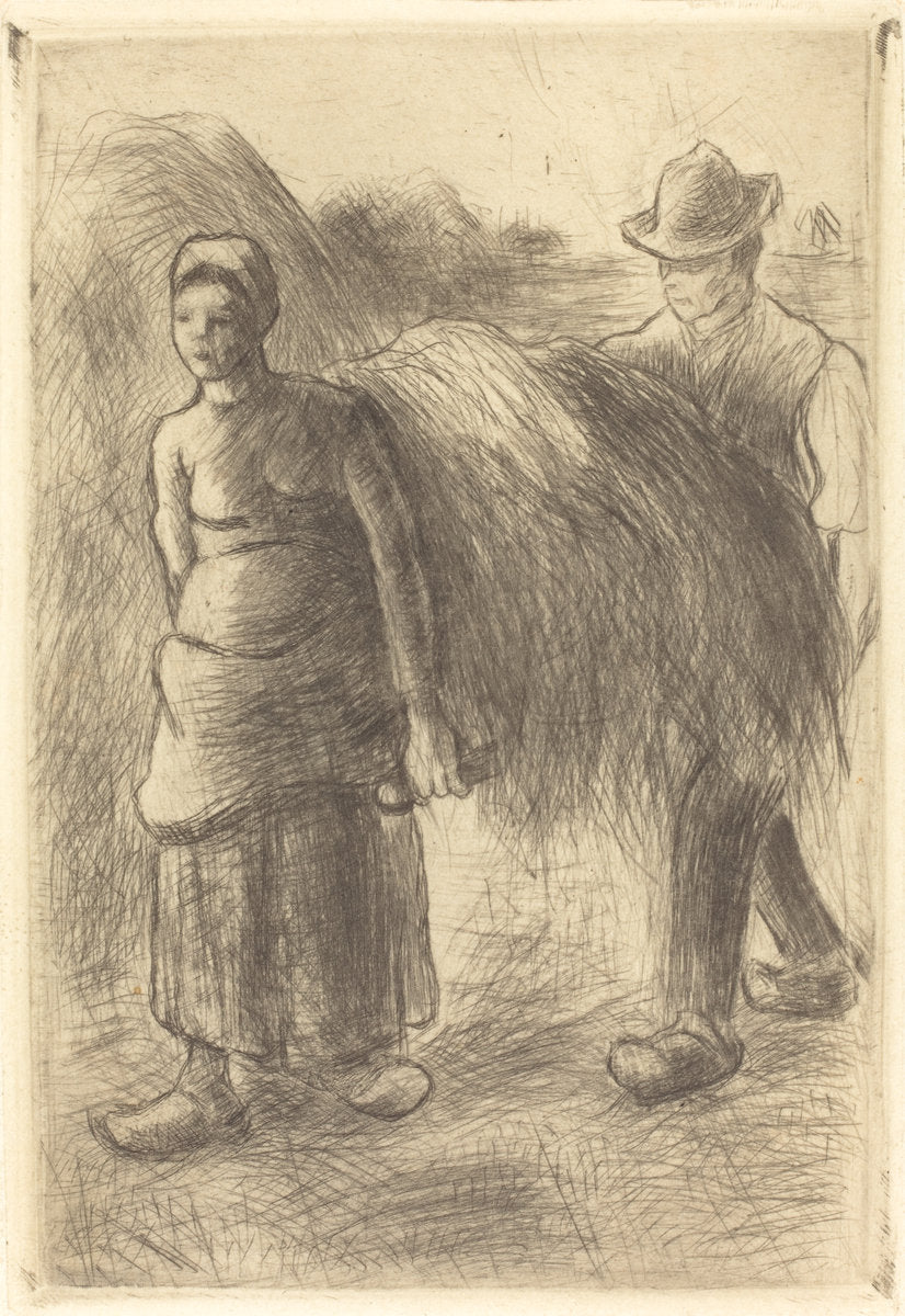 Peasants Carrying Hay (Paysans portant du foin) by Camille Pissarro (French, 1830 - 1903), 16X12"(A3)Poster Print