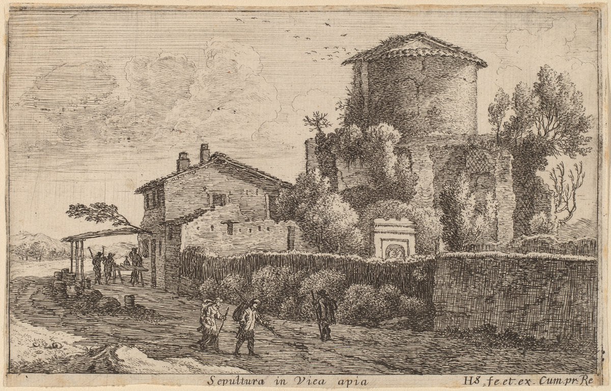Tomb on the Via Appia by Herman van Swanevelt (Dutch, c. 1600 - 1655), 16X12"(A3)Poster Print