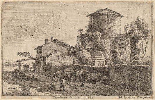 Tomb on the Via Appia by Herman van Swanevelt (Dutch, c. 1600 - 1655), 16X12"(A3)Poster Print