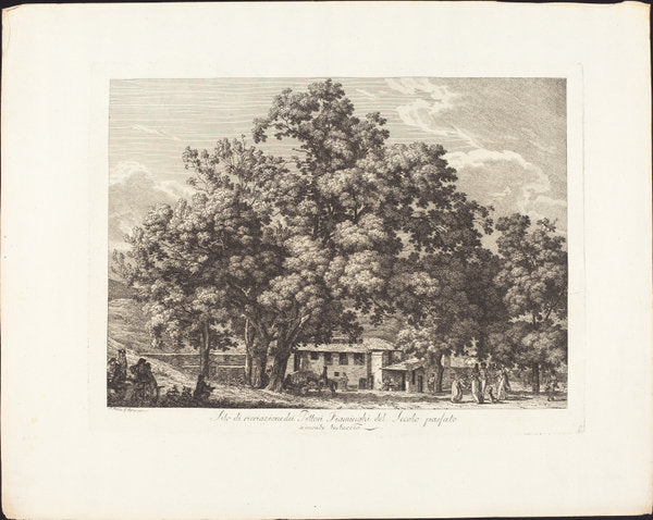 Sito di ricreazione dei Pittori Fiaminchi del Secolo passato a Monte Testaccio by Jacob Wilhelm Mechau (German, 1745 - 1808), 16X12"(A3)Poster Print