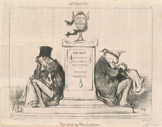 Vue prise au Père Lachaise by Honoré Daumier (French, 1808 - 1879), 16X12"(A3)Poster Print