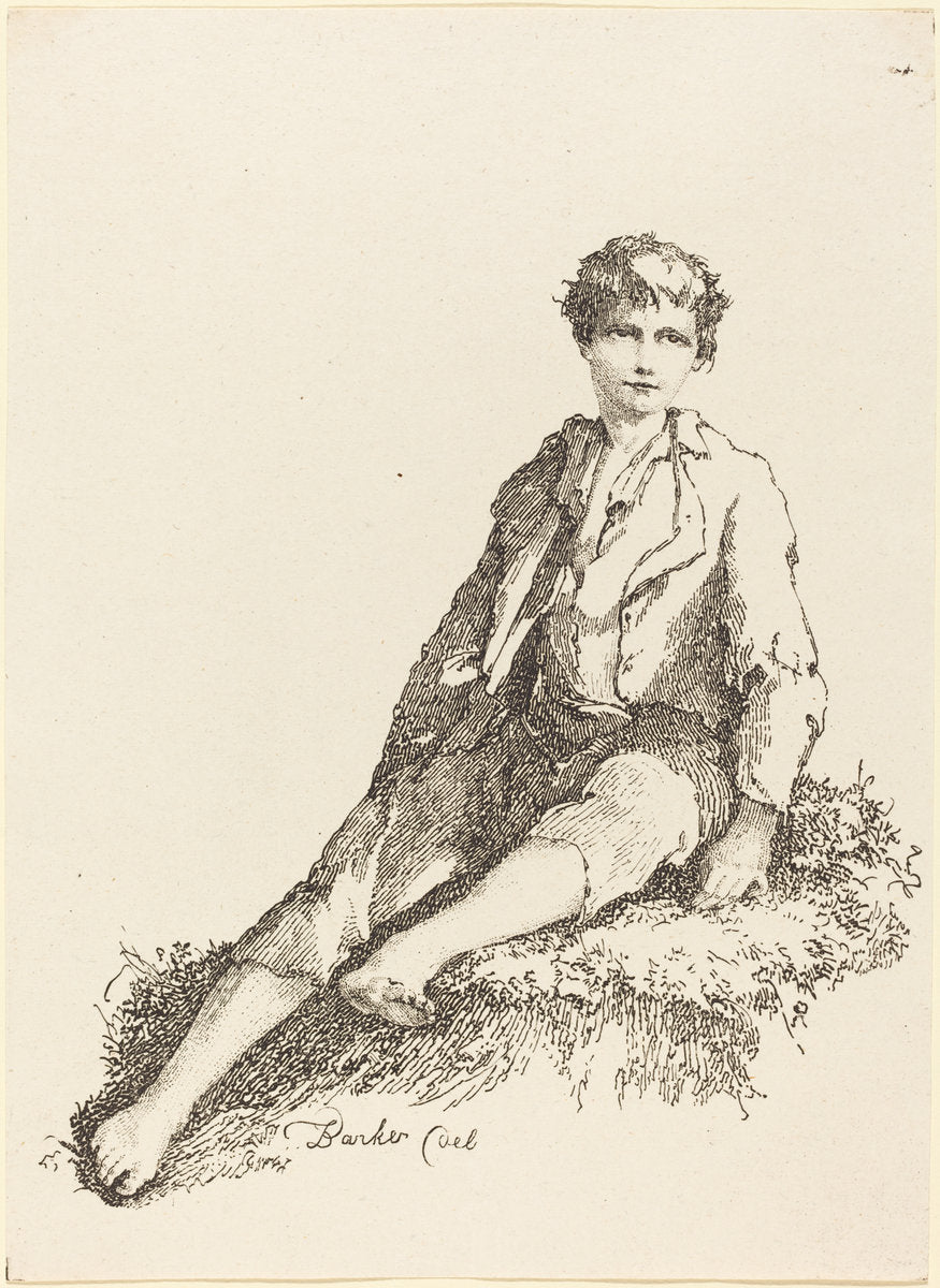 Young Boy Seated by Thomas Barker (British, 1769 - 1847), 16X12"(A3)Poster Print