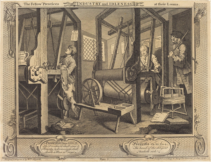 The Fellow 'Prentices at Their Looms by William Hogarth (English, 1697 - 1764), 16X12