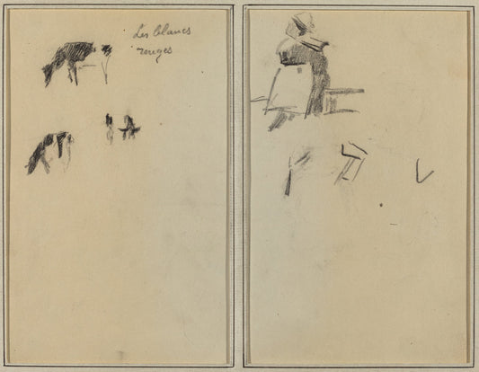 Two Cows; A Seated Breton Woman [verso] by Paul Gauguin (French, 1848 - 1903), 16X12"(A3)Poster Print