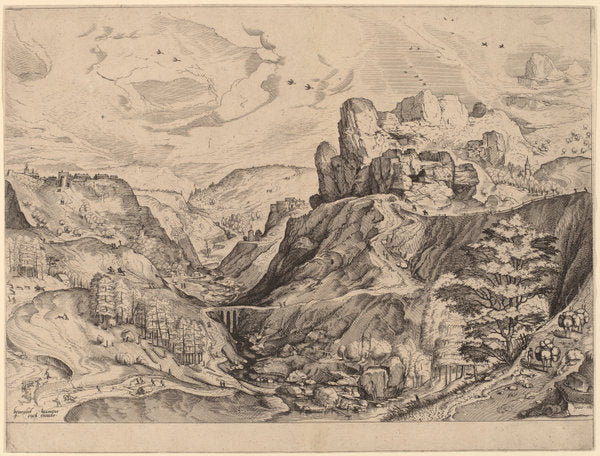Alpine Landscape by Johannes and Lucas van Doetechum after Pieter Bruegel the Elder (Dutch, active 1554/1572; died before 1589), 16X12"(A3)Poster Print