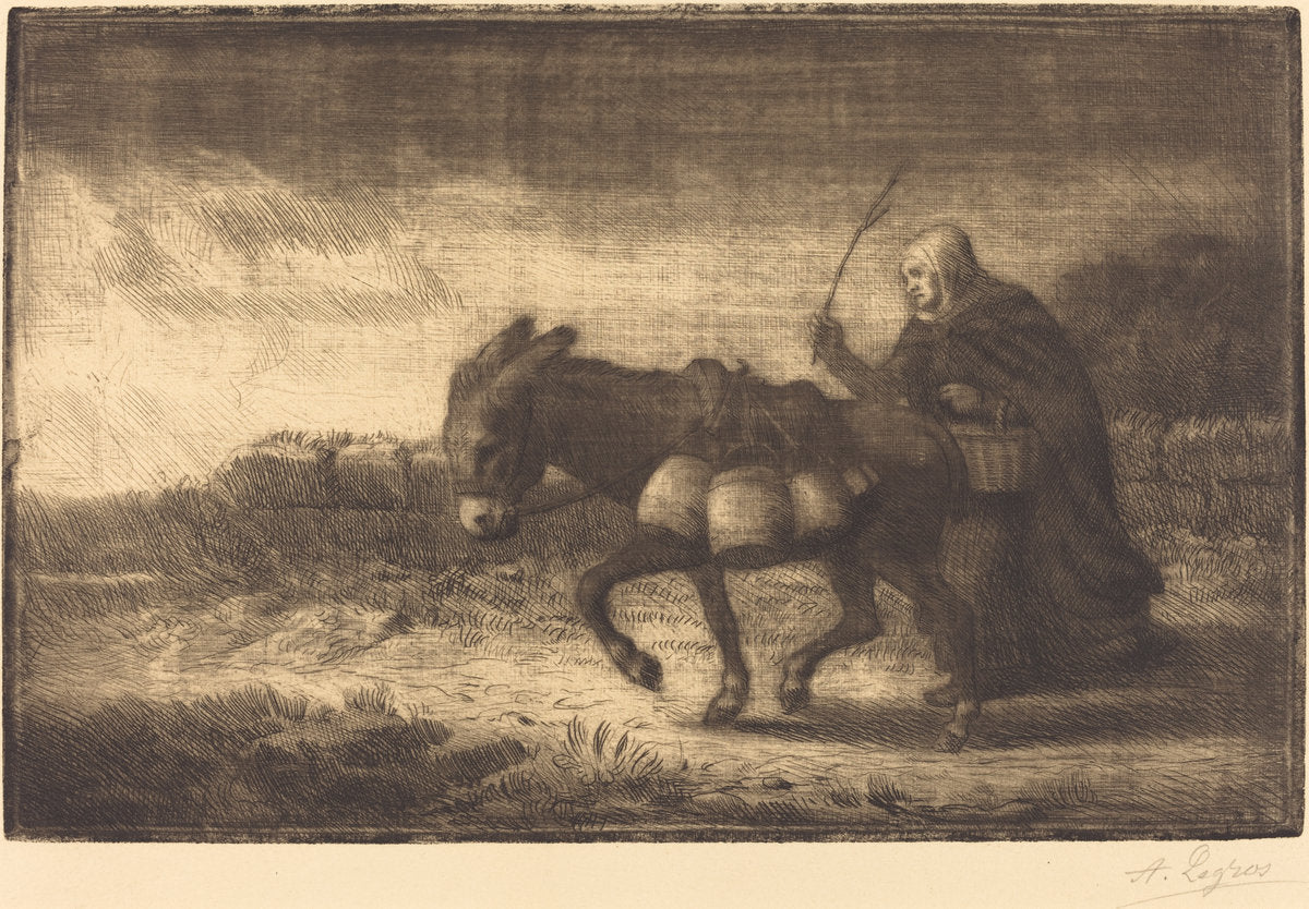 Milkmaid of Boulogne, 1st plate (Laitiere a Boulogne) by Alphonse Legros (French, 1837 - 1911), 16X12"(A3)Poster Print