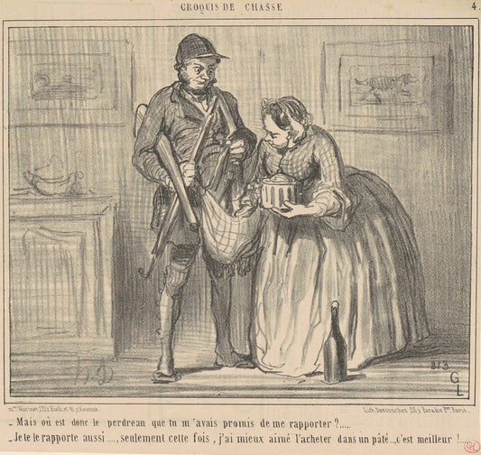Mais ou est donc le perdreau by Honoré Daumier (French, 1808 - 1879), 16X12"(A3)Poster Print