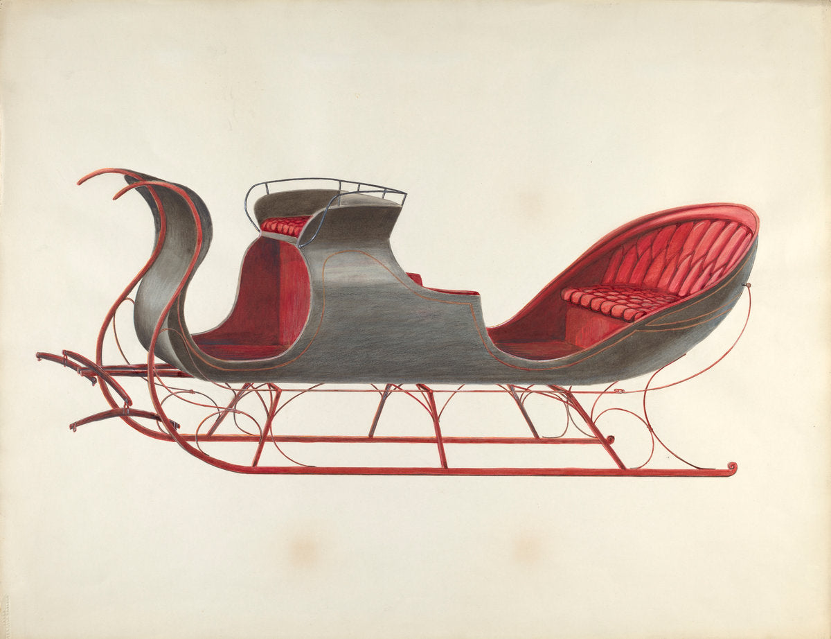 Sleigh by Fred Weiss (American, active c. 1935), 16X12"(A3)Poster Print