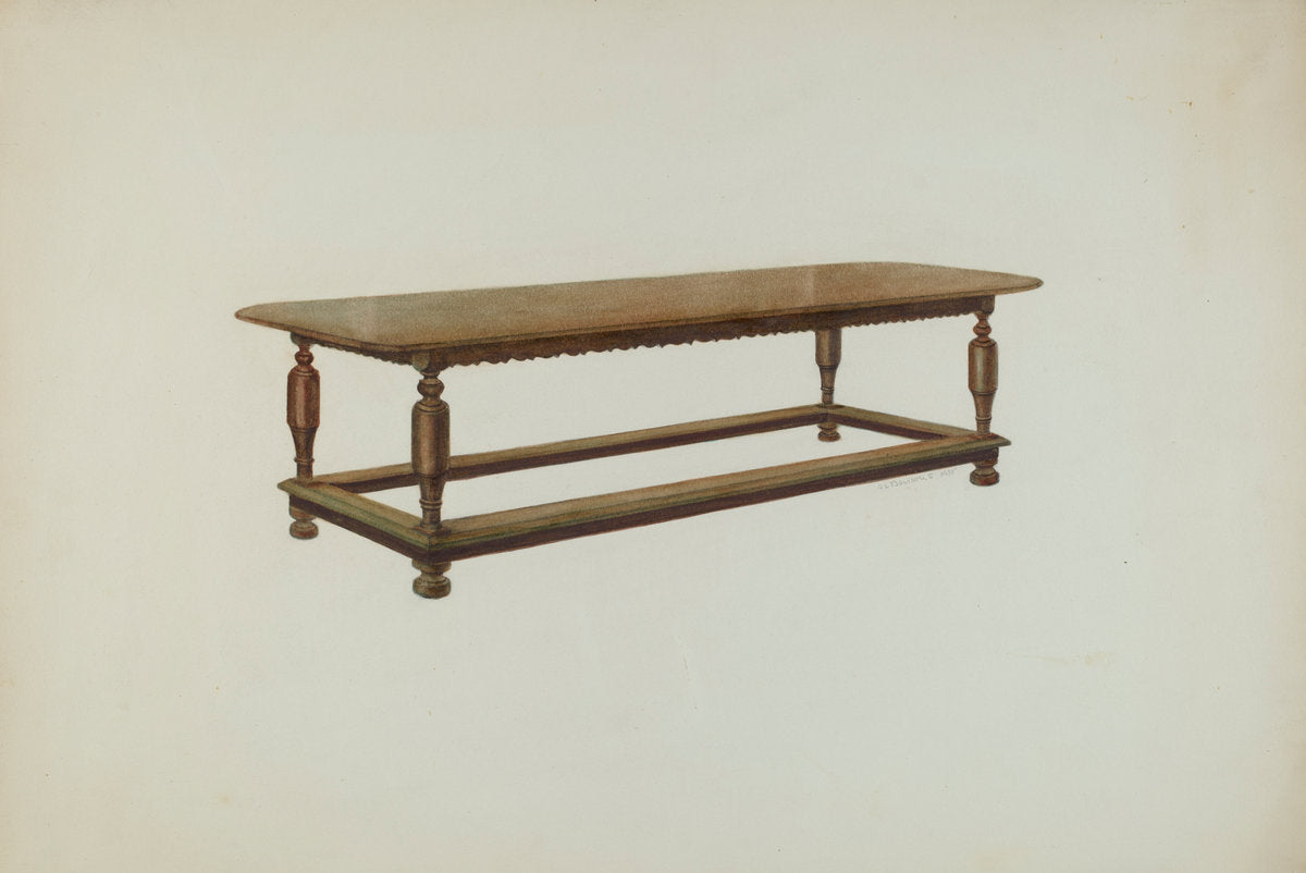 Refectory Table by Austin L. Davison (American, active c. 1935), 16X12"(A3)Poster Print