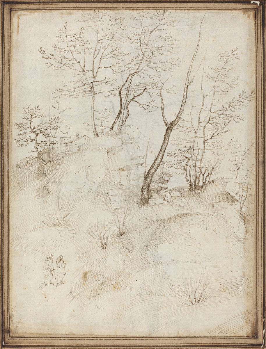 Two Friars on a Hillside [recto] by Fra Bartolommeo (Florentine, 1472 - 1517), 16X12"(A3)Poster Print