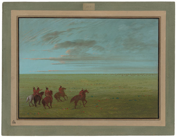 Connibos Starting for Wild Horses by George Catlin (American, 1796 - 1872), 16X12"(A3)Poster Print