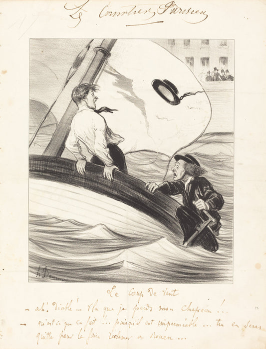 Le Coup de vent by Honoré Daumier (French, 1808 - 1879), 16X12"(A3)Poster Print