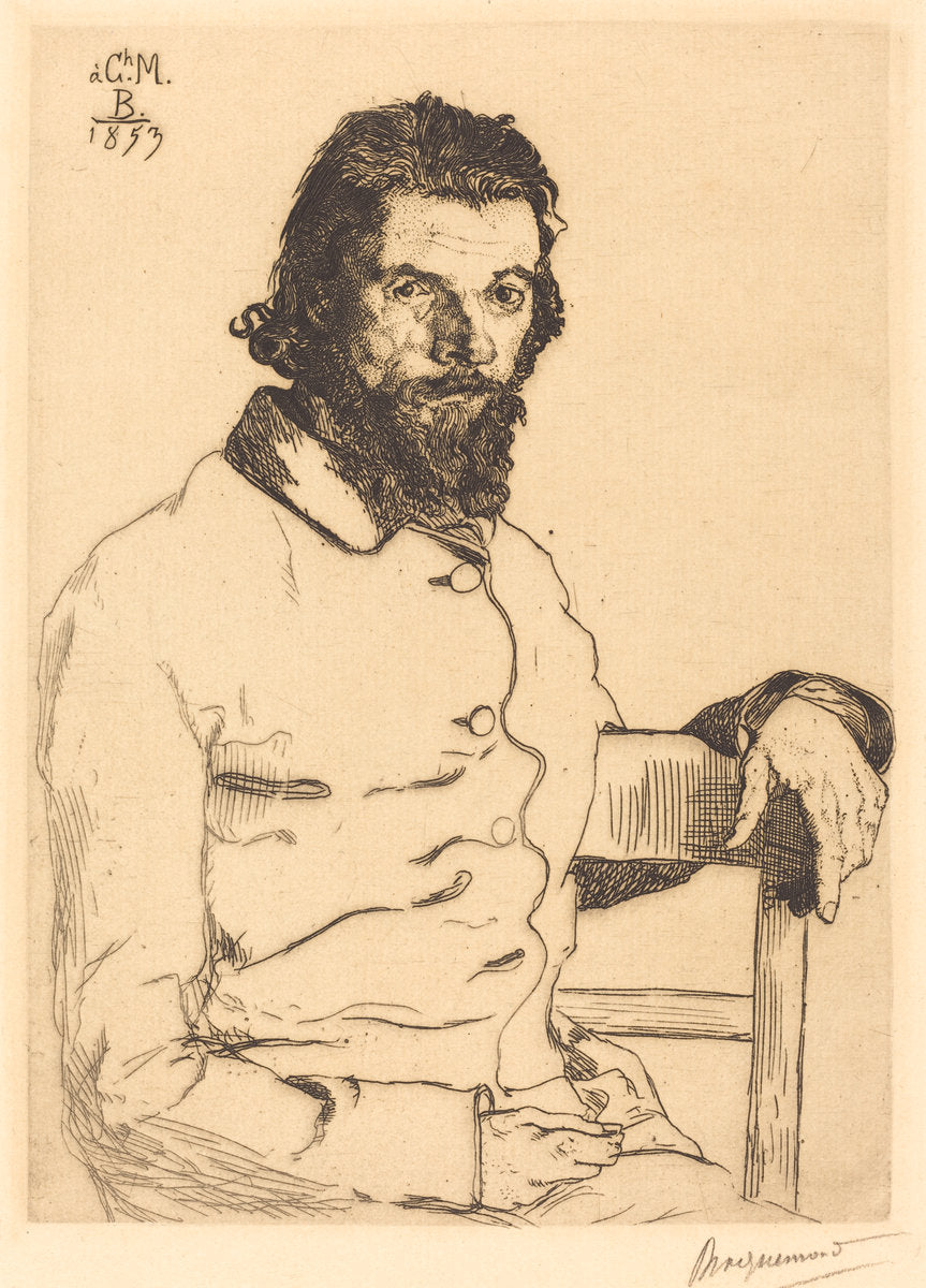 Charles Meryon by Félix Bracquemond (French, 1833 - 1914), 16X12"(A3)Poster Print