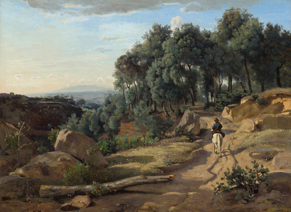 A View near Volterra by Jean-Baptiste-Camille Corot (French, 1796 - 1875), 16X12"(A3)Poster Print