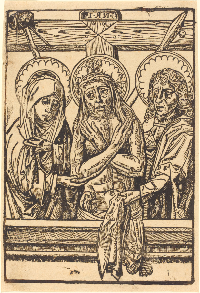 1480/1500 by German 15th Century (Christ between Maria and John), 16X12"(A3)Poster Print