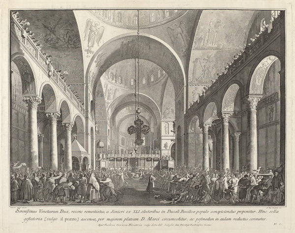 The Newly Elected Doge Presented to the People in San Marco by Giovanni Battista Brustolon after Canaletto (Italian, 1712 - 1796), 16X12"(A3)Poster Print