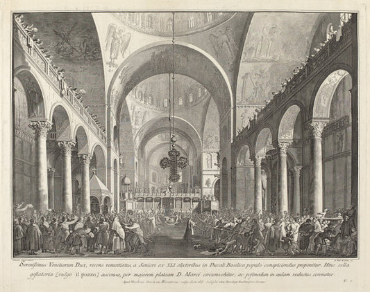 The Newly Elected Doge Presented to the People in San Marco by Giovanni Battista Brustolon after Canaletto (Italian, 1712 - 1796), 16X12"(A3)Poster Print
