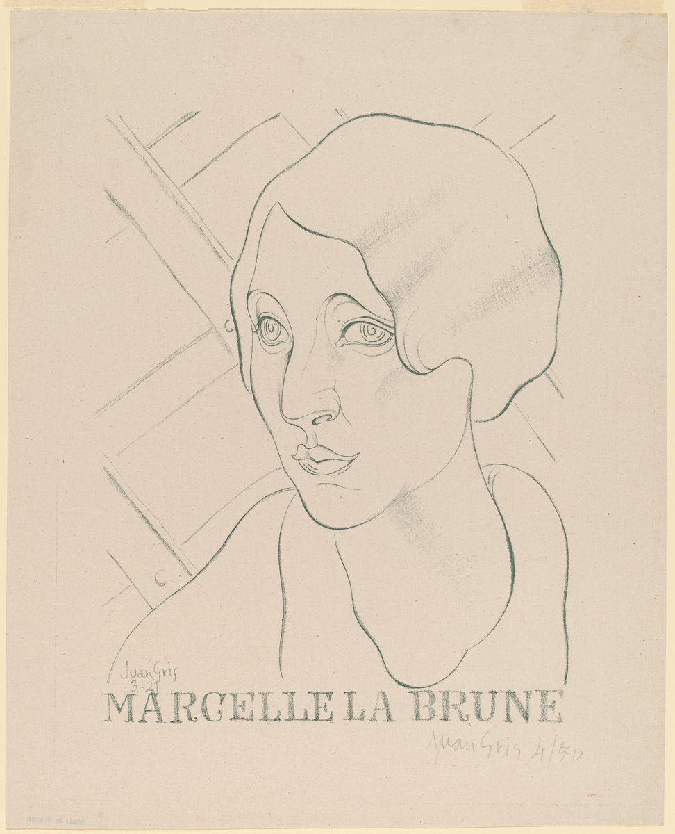 Marcelle la Brune by Juan Gris (Spanish, 1887 - 1927), 16X12"(A3)Poster Print