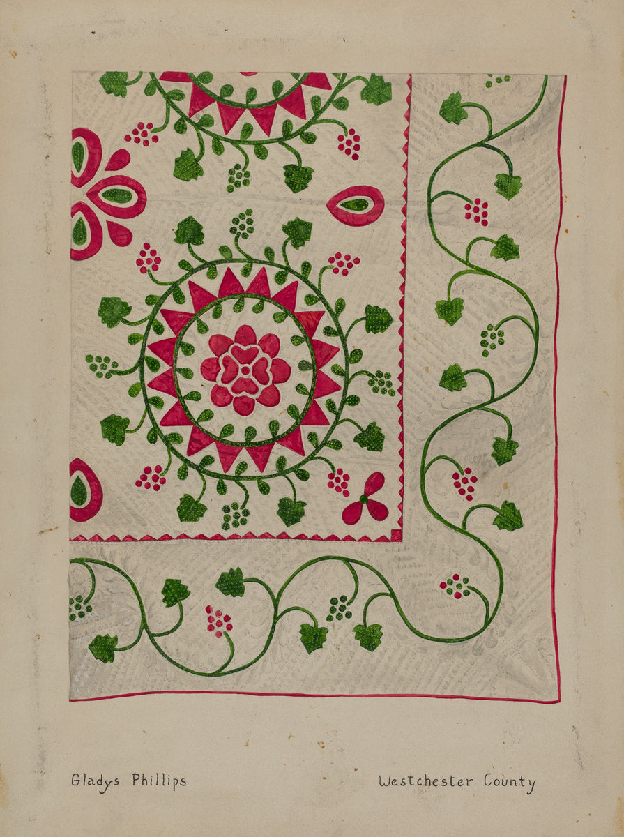 Quilt by Gladys Phillips (American, active c. 1935), 16X12"(A3)Poster Print