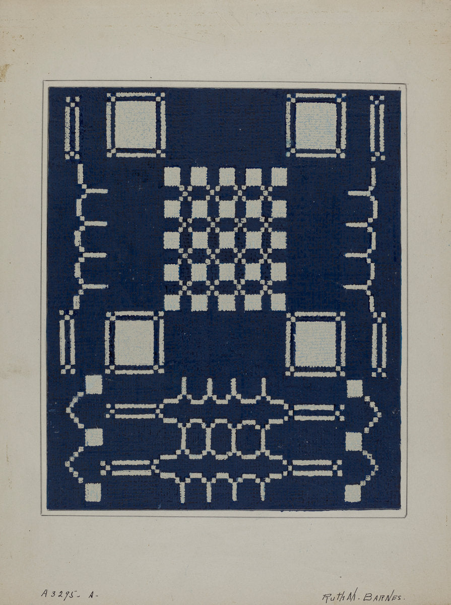 Coverlet (Section) by Ruth M. Barnes (American, active c. 1935), 16X12"(A3)Poster Print