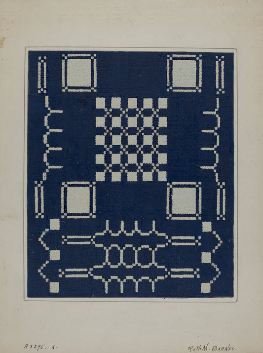 Coverlet (Section) by Ruth M. Barnes (American, active c. 1935), 16X12"(A3)Poster Print