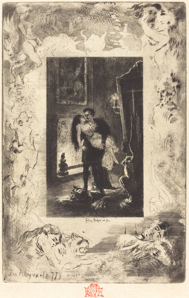 Les Adieux (The Parting) by Félix-Hilaire Buhot (French, 1847 - 1898), 16X12"(A3)Poster Print