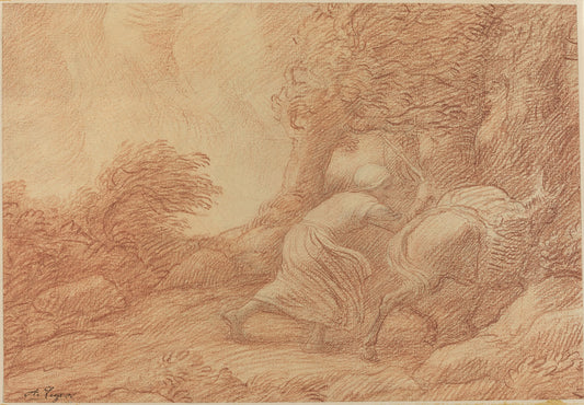 Peasant and Ass by Alphonse Legros (French, 1837 - 1911), 16X12"(A3)Poster Print