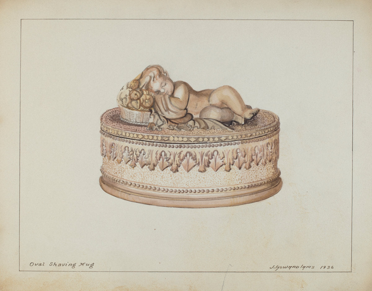 Oval Shaving Mug by J. Howard Iams (American, active c. 1935), 16X12"(A3)Poster Print