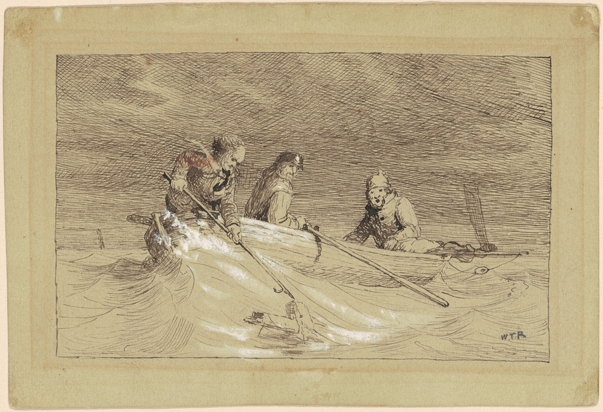 Study for "Shad Fishing" by William Tylee Ranney (American, 1813 - 1857), 16X12"(A3)Poster Print