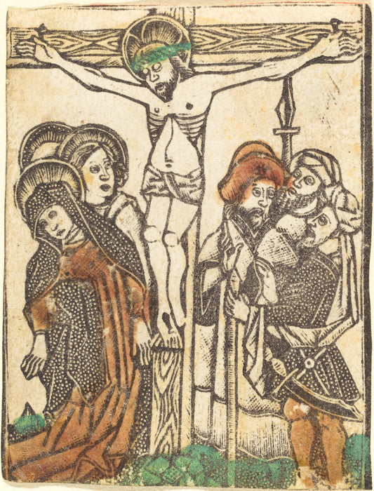 1460/1480 by Workshop of Master of the Borders with the Four Fathers of the Church (The Crucifixion), 16X12"(A3)Poster Print