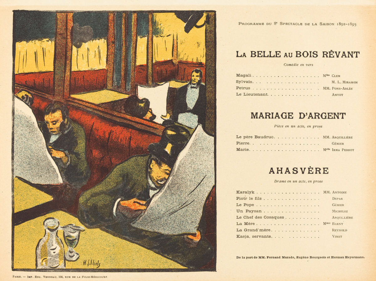 La Belle au bois rêvant; Mariage d'argent; Ahasvère by Henri-Gabriel Ibels (French, 1867 - 1936), 16X12"(A3)Poster Print