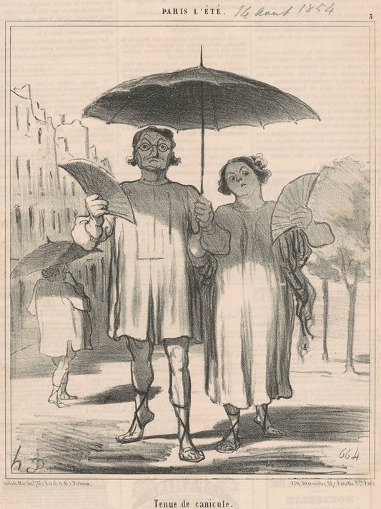 Tenue de canicule by Honoré Daumier (French, 1808 - 1879), 16X12"(A3)Poster Print