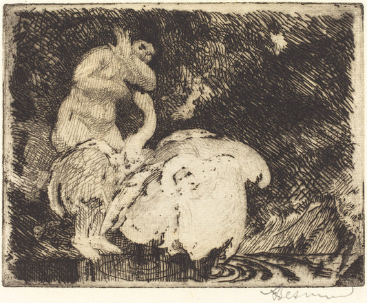 Leda Bathing (Léda au bain) by Albert Besnard (French, 1849 - 1934), 16X12"(A3)Poster Print
