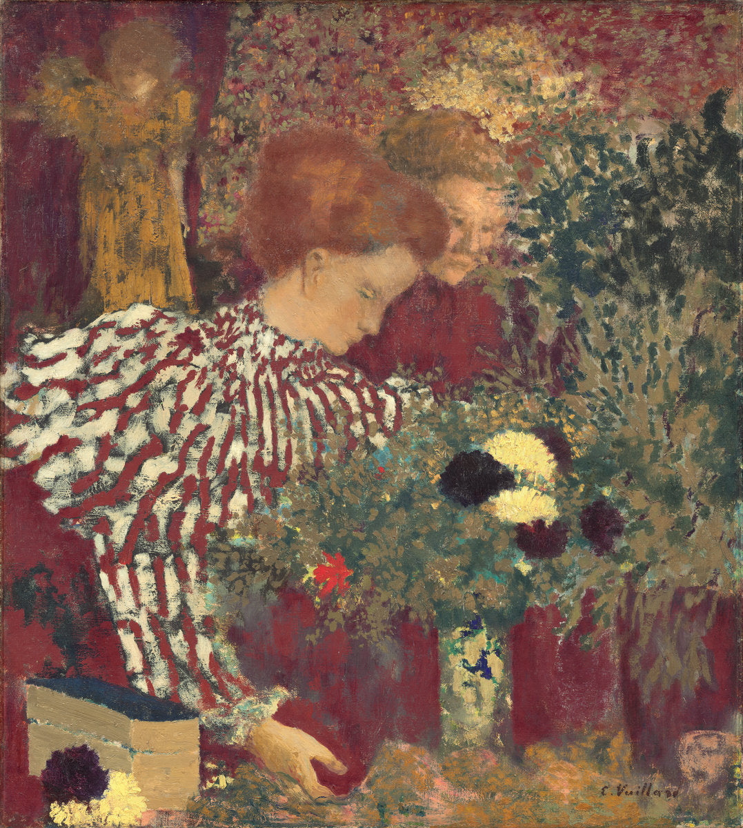 Woman in a Striped Dress by Edouard Vuillard (French, 1868 - 1940), 16X12"(A3)Poster Print