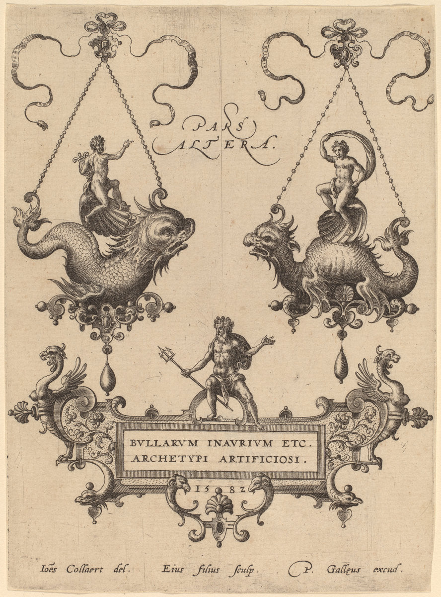 Jewelry Design by Hans Collaert (Flemish, 1566 - 1628), 16X12"(A3)Poster Print