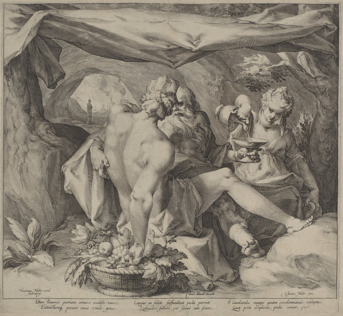 Lot and His Daughters by Jan Muller (Dutch, 1571 - 1628), 16X12"(A3)Poster Print