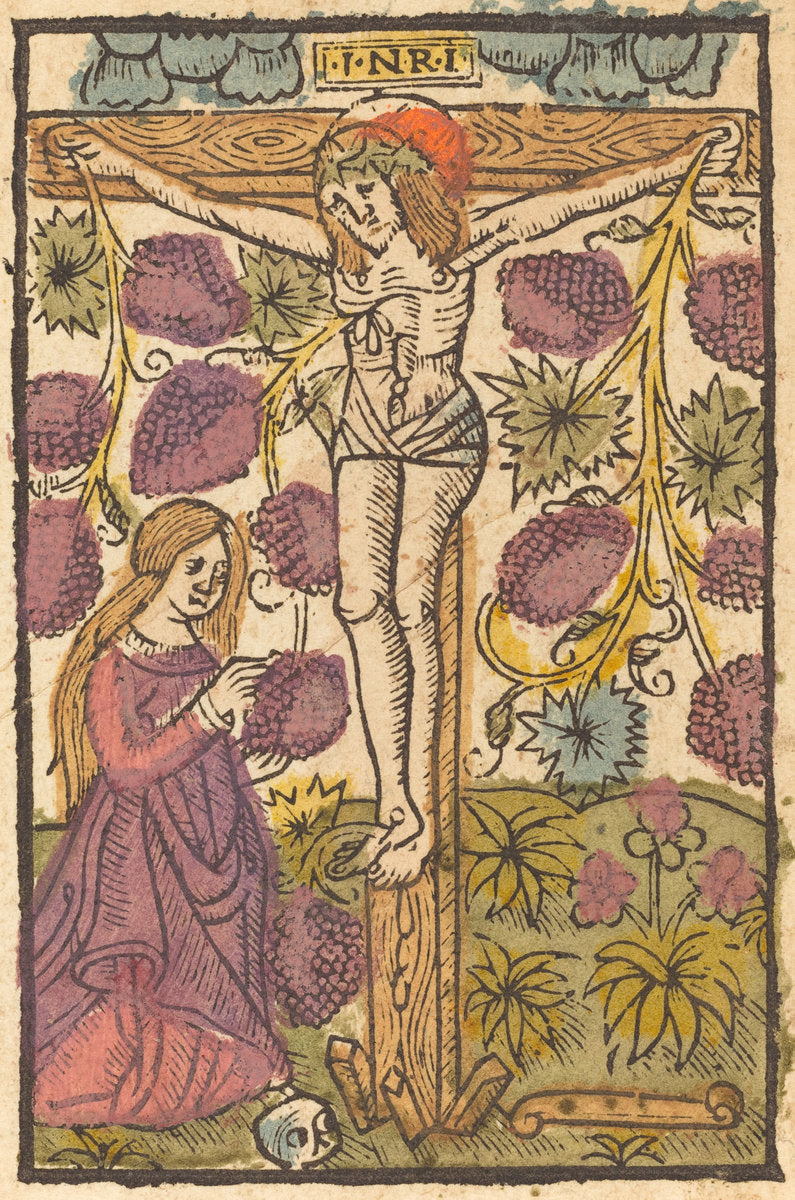 c. 1490/1500 by French or Netherlandish 15th Century (Christ on the Cross with a Grape Vine), 16X12"(A3)Poster Print